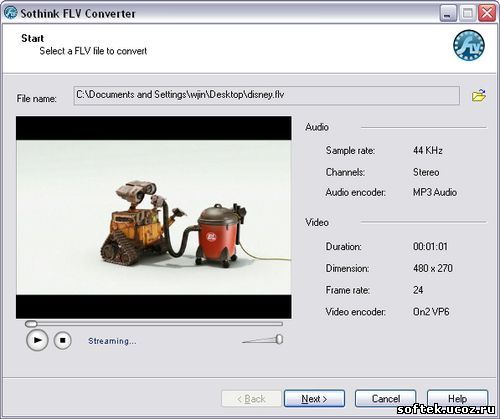 Sothink FLV Converter - новая версия профессиональной программы для конвертирования флэш роликов в формате FLV в различные видео-форматы